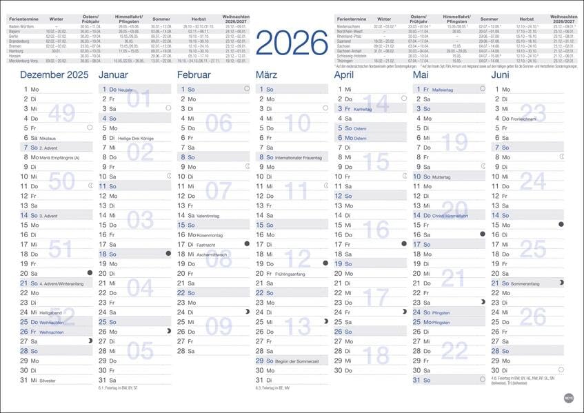 Tafelkalender A4 2026: Praktischer Jahresplaner für den Schreibtisch oder an der Wand. Terminkalender mit Vorder- und Rückseite. Jahreskalender zum Eintragen. (Bürokalender Heye)