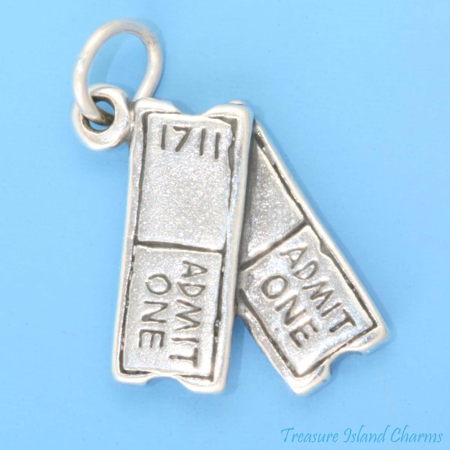 Movie Theater Concert Tickets for Two 3D 925 Solid Sterling Silver Charm Pendant Bracelet Jewelry Making Supply