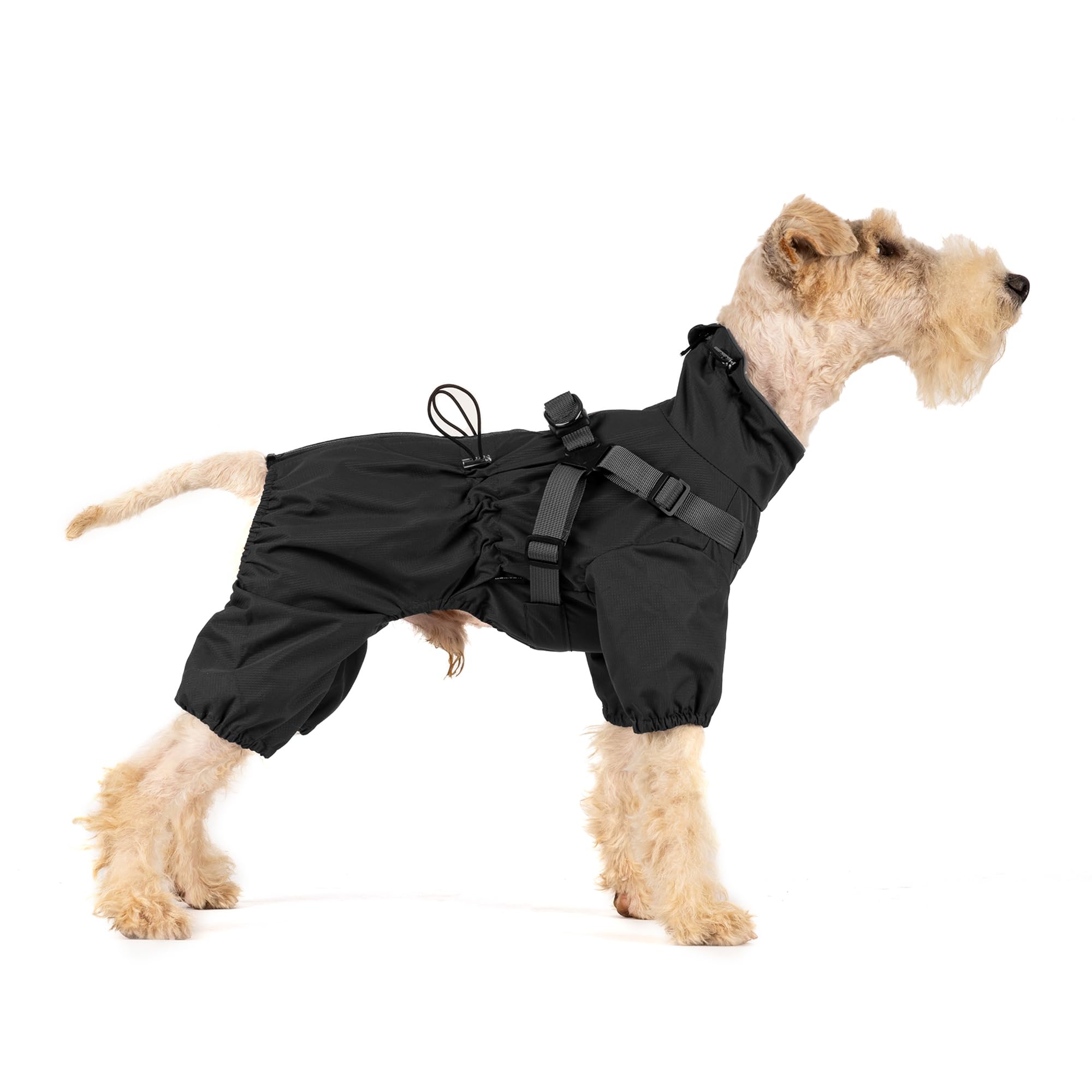 Mile High Life Waterproof Dog Raincoat, Full Coverage Small Dog Rain Coat with Harness, Adjustable 4 Legs Puppy Rain Jacket with Reflective Strip and