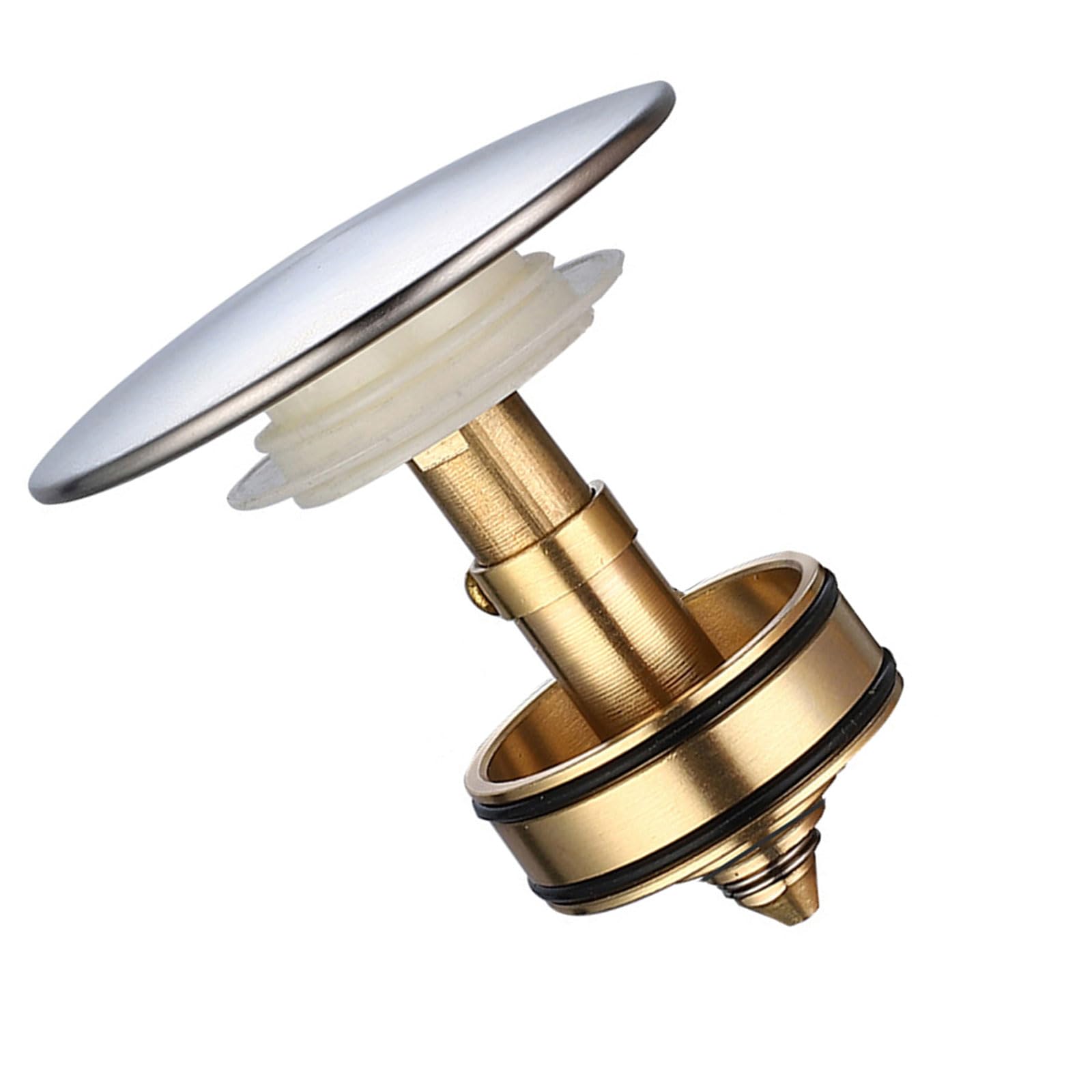 Viviwi Gold Anticlogging Drain Filter Sink Plug Wash Basins Sink Drain Stoppers Push-Type Bounce Cores Sink Drain Strainer Enduring