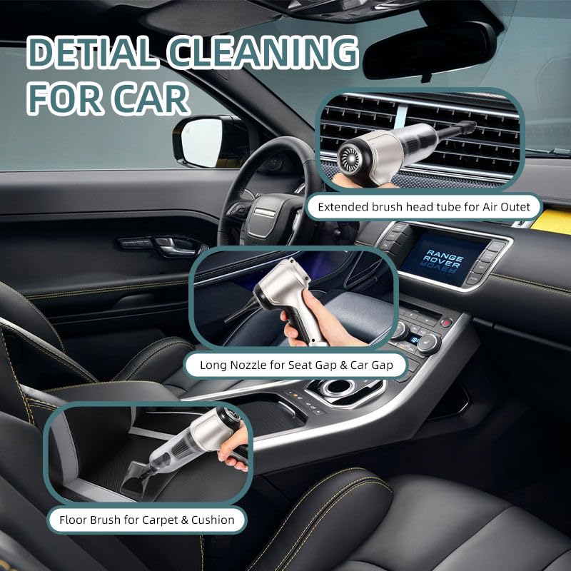 Image of Handheld Vacuum Cleaner with 3 Attachments & Blower for Wet & Dry Cleaning for Home /Office /Car /Keyboard /Travel /Sofa /Office (Green Vaccume)