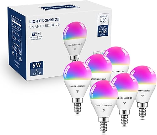 Miniatura 9 de Bombillas inteligentes E12 equivalente a 50 W, bombillas LED WiFi G16 12 para candelabros compatibles con Alexa y Google Assistant, bombillas de