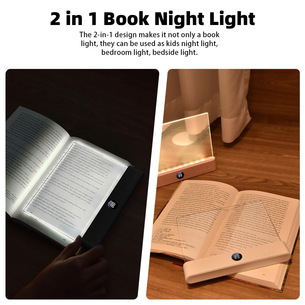 Book Light, 3 Colors Flat LED Reading Lights for Books in Bed with Memory Function Dimming Timer Book Lamp - Image 2