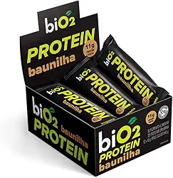 Barra de Proteína biO2 Protein Baunilha e Pasta de Amendoim, Caixa com 12 unidades de 45 g, Vegana e sem Glúten