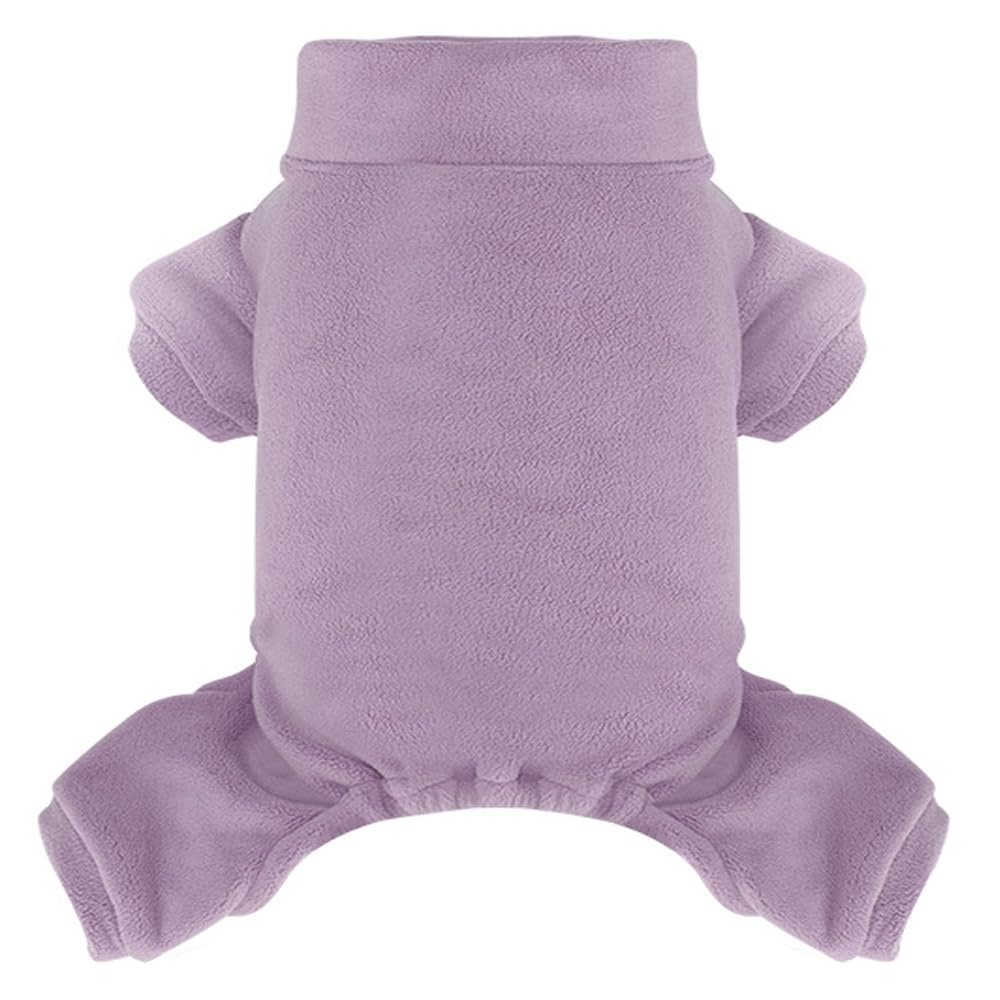 Fleece Dog Pajamas Turtleneck Thermal Dog Pjs Dog Jumpsuit Pet Outfits Warm Dog Onesie Soft Puppy Clothes for Small Sized Dogs and Cats (Purple,