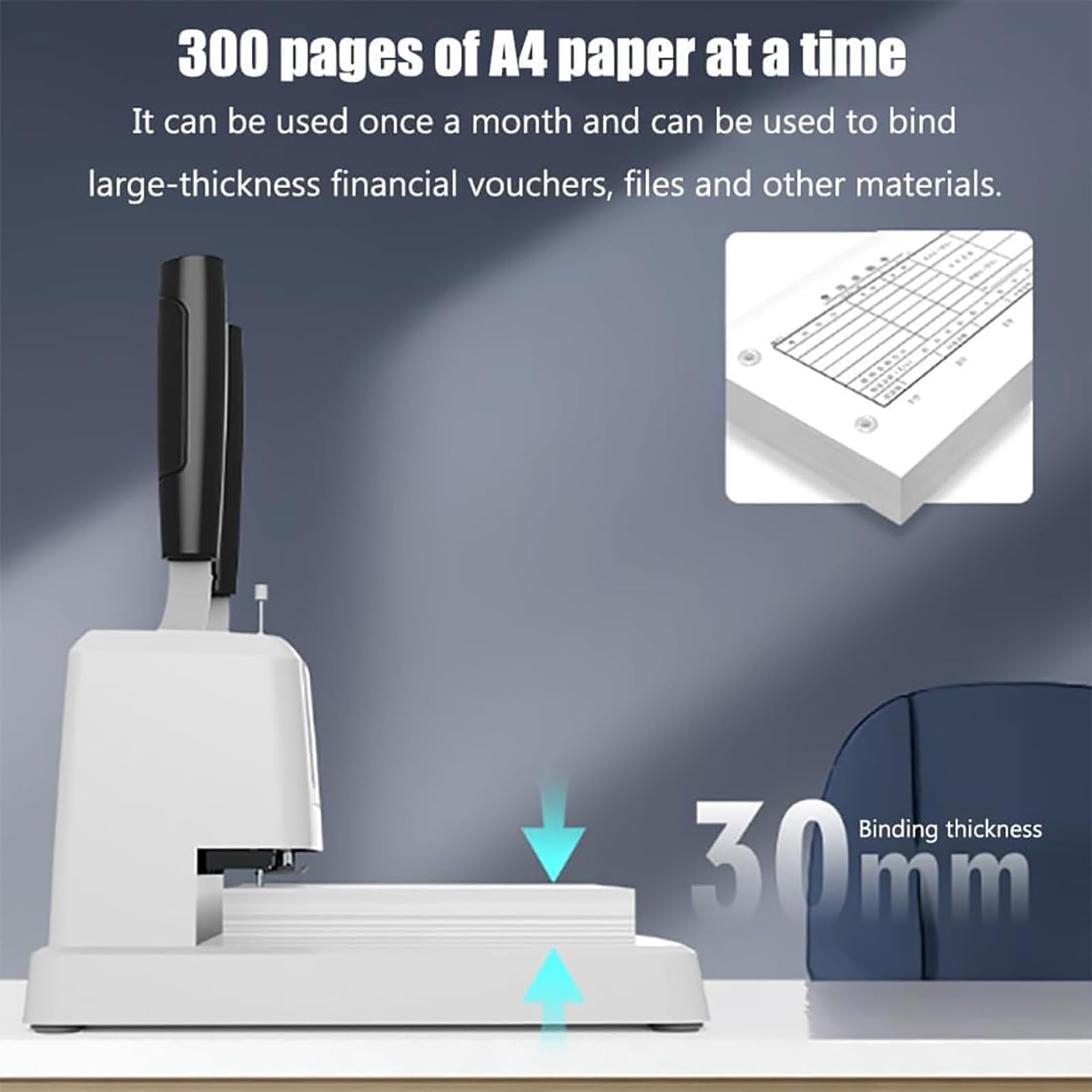 Rilegatrice Elettrica Per Documenti Finanziari, Perforatrice Per Carta, Spessore Di Rilegatura 30 Mm E Diametro Di Perforazione 5 Mm, Struttura Robusta E Durevole, Per Ufficio, Banca