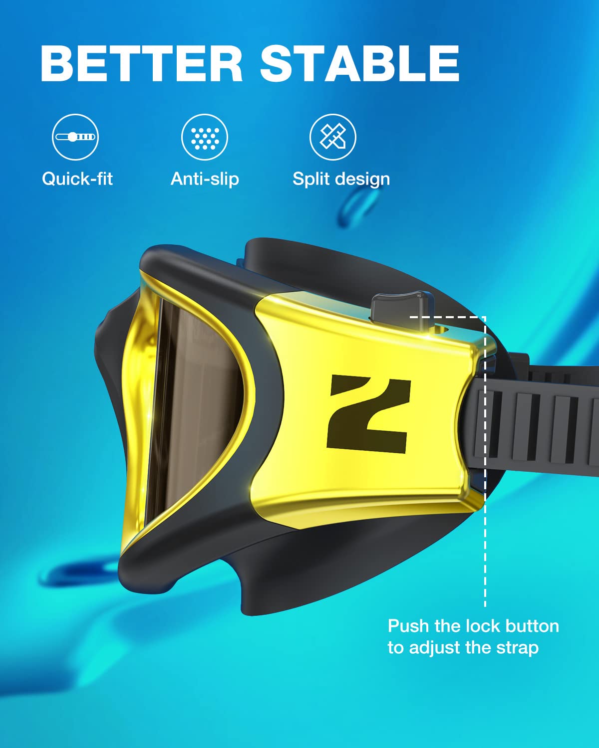ZIONOR Occhiali da nuoto, G1 ULTRA fotocromatici polarizzati per uomini donne adulti, protezione UV a prova di perdite, cinturino regolabile per interni ed esterni (polarizzati + oro)