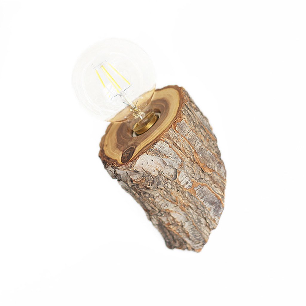 Modeen Lampada da Parete Creativa Rurale in Legno di Olmo - LED, Legno Massiccio, Chiaro, per Camera da Letto (Size: 1 Pacco)