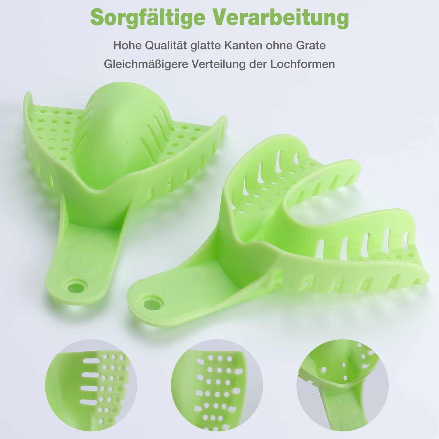 Lot de 10 cuillères à empreintes dentaires en plastique jetables et autoclavables - Vert
