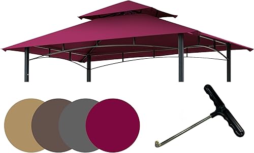 Easylee Tienda de campaña con toldo de doble nivel, 5 x 8 pies, con luz LED, resistente a los rayos UV y tela impermeable (beige-blanco)