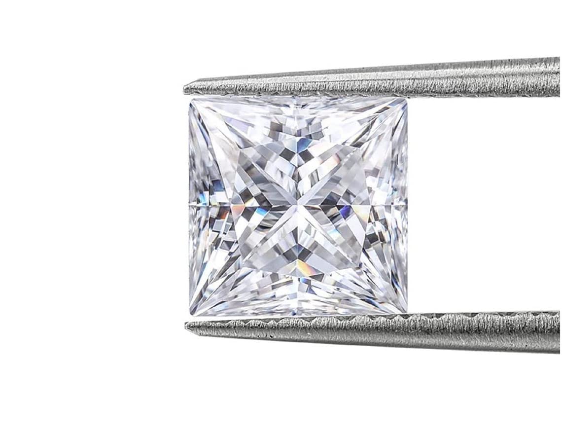 Tushar GemsMoissanite 6 mm 1.2 carat D color VVS Quality, Loose Moissanite Stone, Excellent Cut Princess/Square Moissanite Diamond Our Gemstone With Certificate