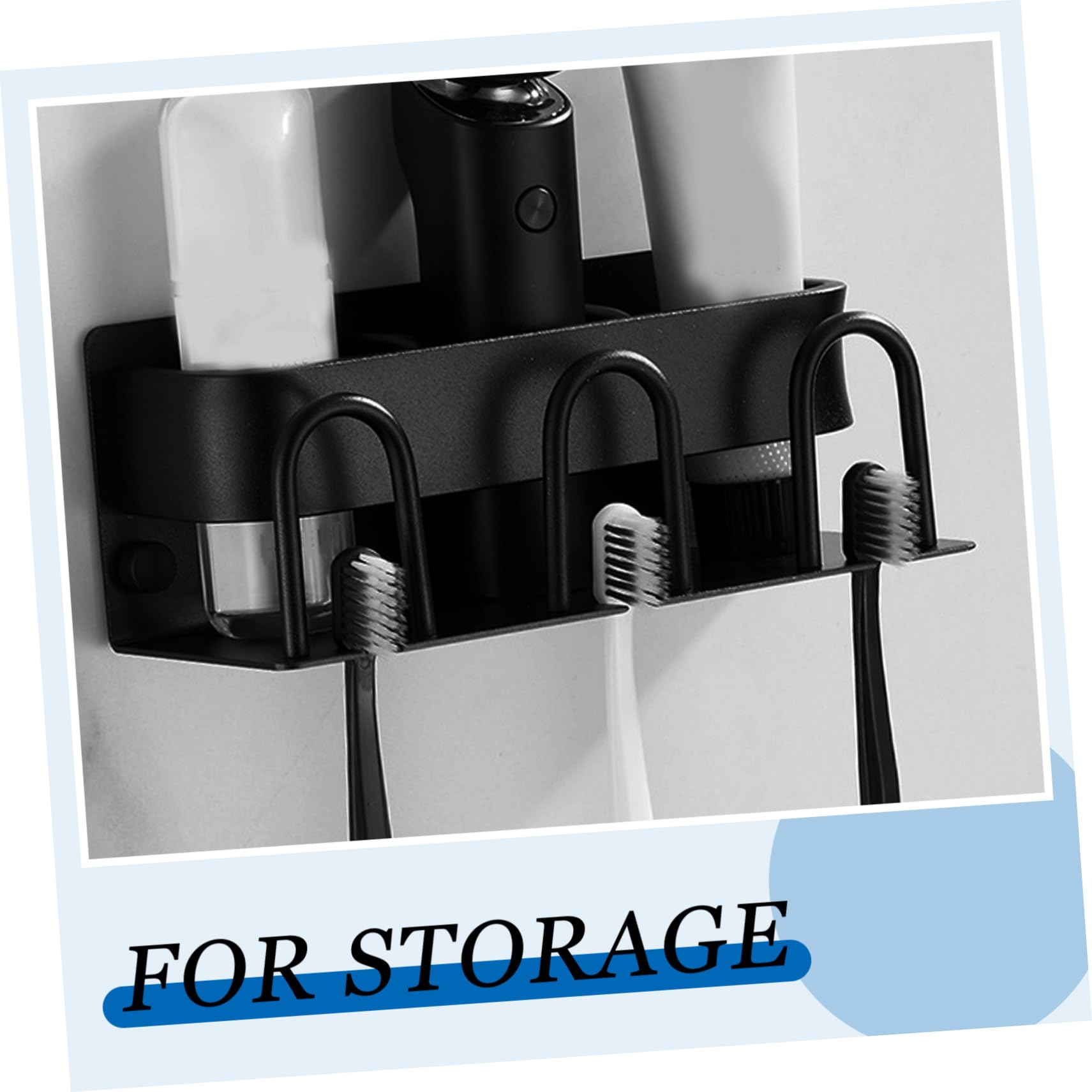 Portaspazzolino da Parete in Metallo Spazzolino e Dentifricio con Sgocciolatoio Organizer Bagno per Spazzolini Elettrici e Bicchieri Nero