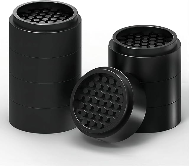 Ezprotekt 8 Pack Adjustable Furniture Risers, Bed Risers 1 inch Round Heavy Duty Anti Slip Rubber, Stackable Washing Machine Riser Creates an Additional 1", 2" or 3" Sofa, Table, Desk, Chair Raisers