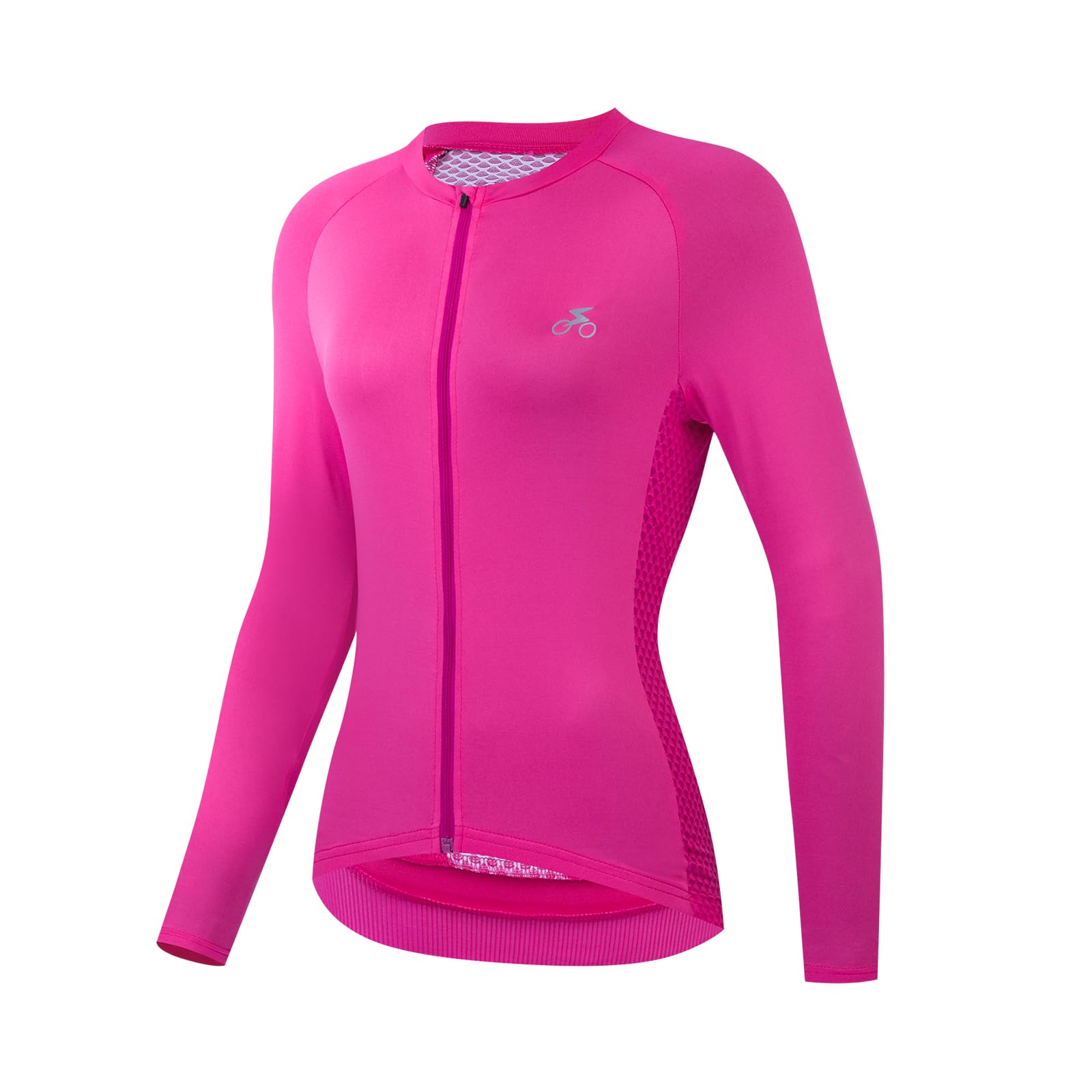 Maglia da ciclismo da donna, a maniche lunghe, traspirante, per bici da corsa, altamente elastica, con 3 tasche posteriori