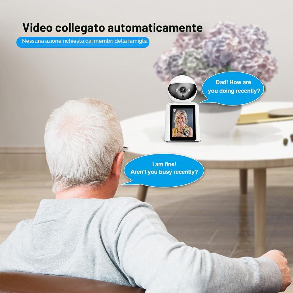 SRIHOME PTZ Surveillance Camera, 1080P FHD, con schermo da 2,8 pollici, videochiamate bidirezionali e chiamate vocaliRilevamento umanoide, Night Vision, monitoraggio remoto, uso interno