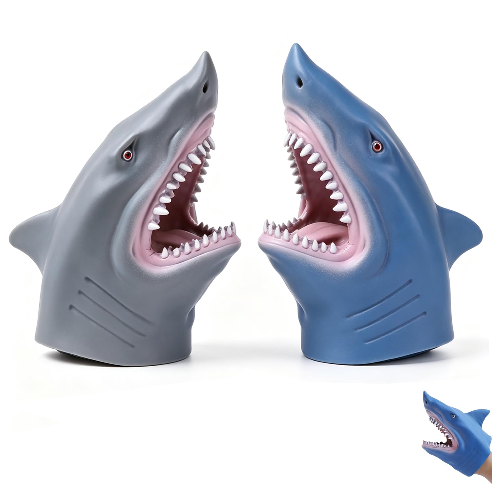 2 Pcs Shark Puppet, Hand Puppets for Kids, Interactive Storytelling and Speech Therapy Tool, Swimming Pool Play Companion, Set of Two Shark Hand Puppets Measuring 14 * 11 cm