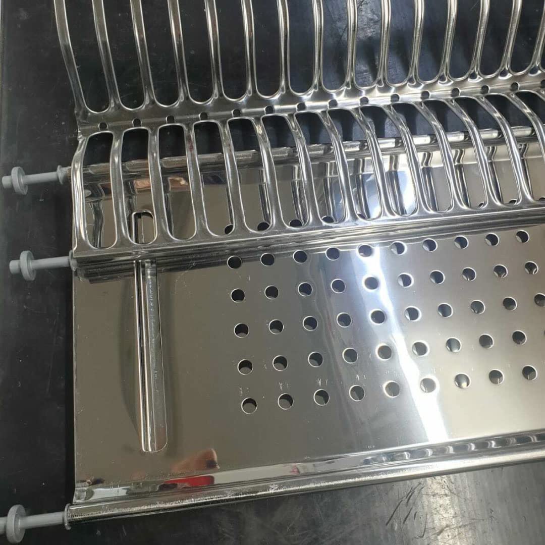 ESPOMASISHOP ScolapiattiI In ACCIAIO INOX Da Incasso Con Vaschetta Raccogligocce VARIE MISURE 86 76 66 56 cm MADE IN ITALY (56 CM)
