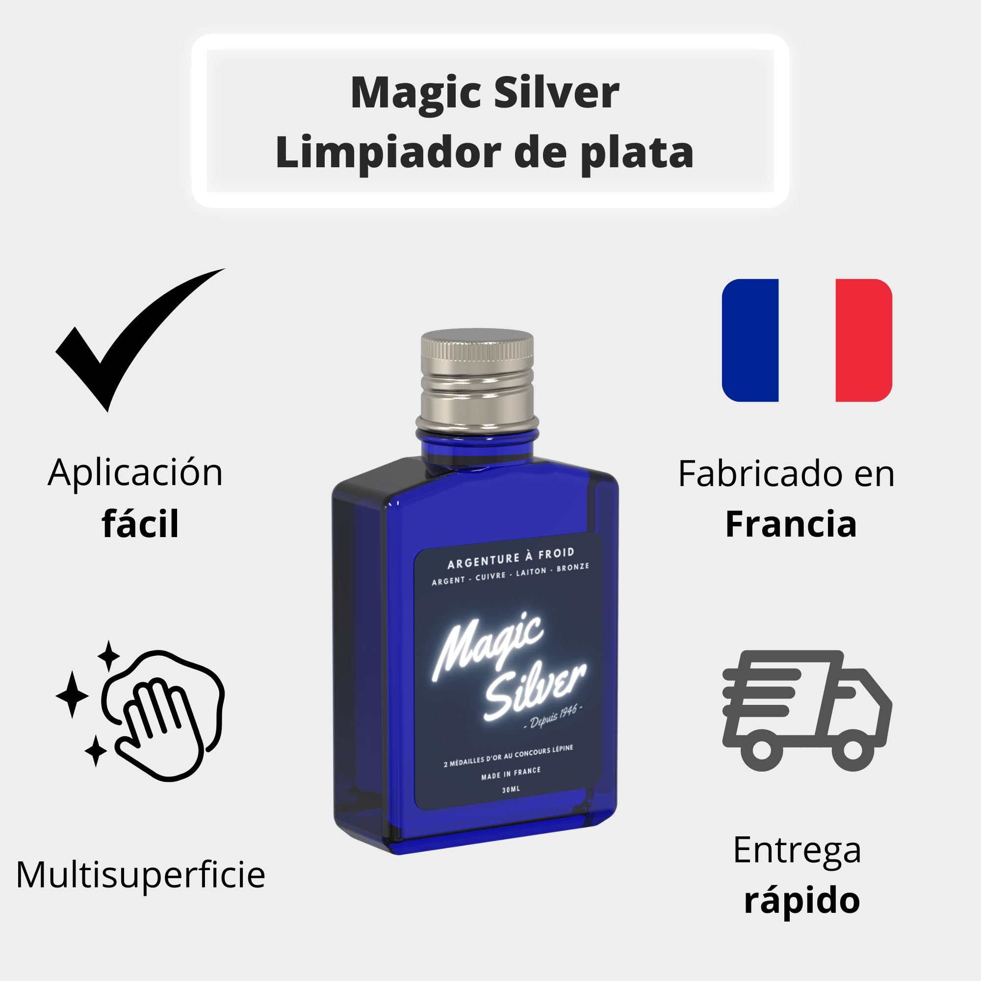 Plateado Frío - Magic Silver - Producto para Platear Joyas - 30 ml - Hecho en Francia - Limpiador de Plata y Joyas.