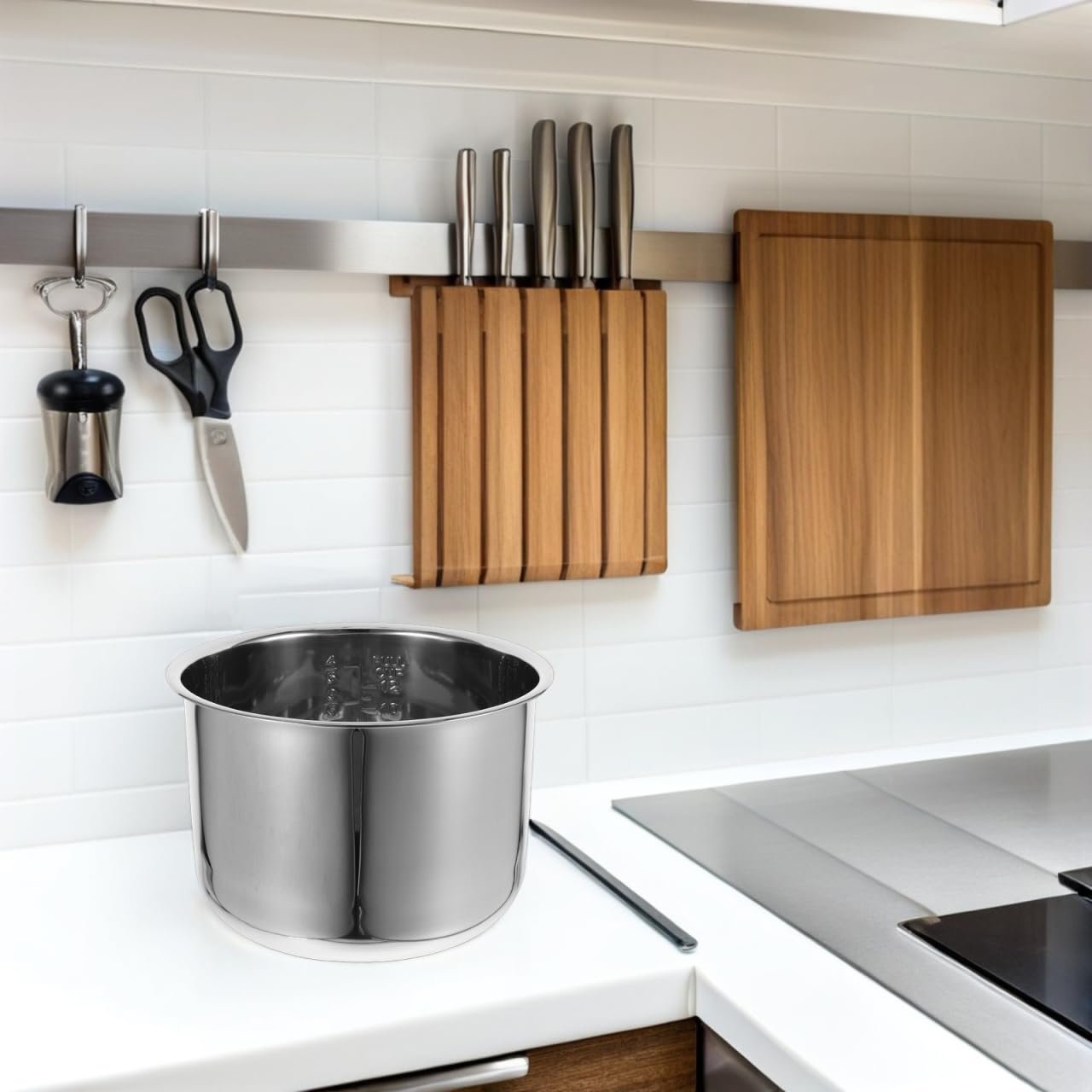 Zerodeko Olla Interior Acero Inoxidable 9.44X9.44X6.29In Repuesto Universal Para Arrocera 6L Compatible Cocina Familiar Vapor Hervir Gachas