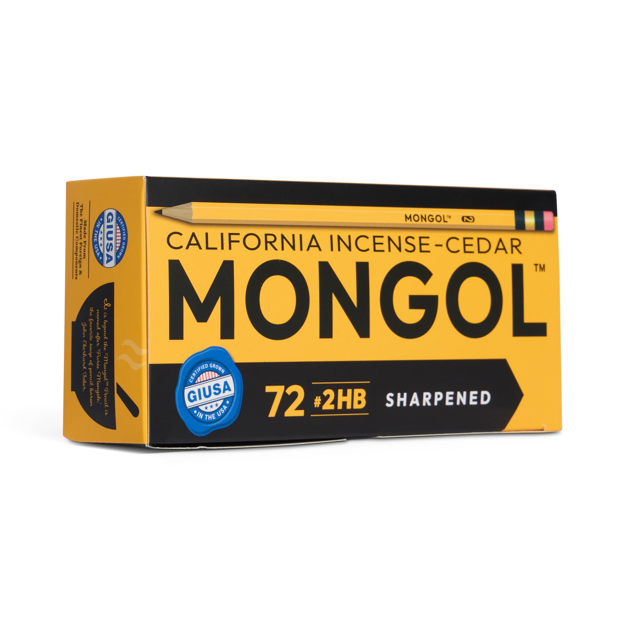 Mongol Classic Incense Cedar #2 Pencil - 72-Pack - Pre-sharpened, European Graphite Core, US Grown Cedar, Smudge Free Eraser – Nontoxic PMA Certified