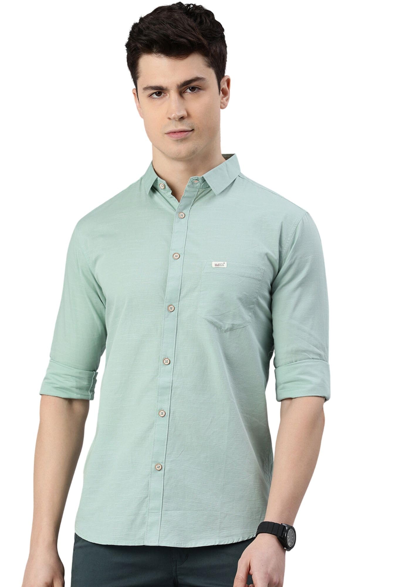 majestic man Men Comfort Slim Fit Solid Cotton Casual Shirt-picture-55