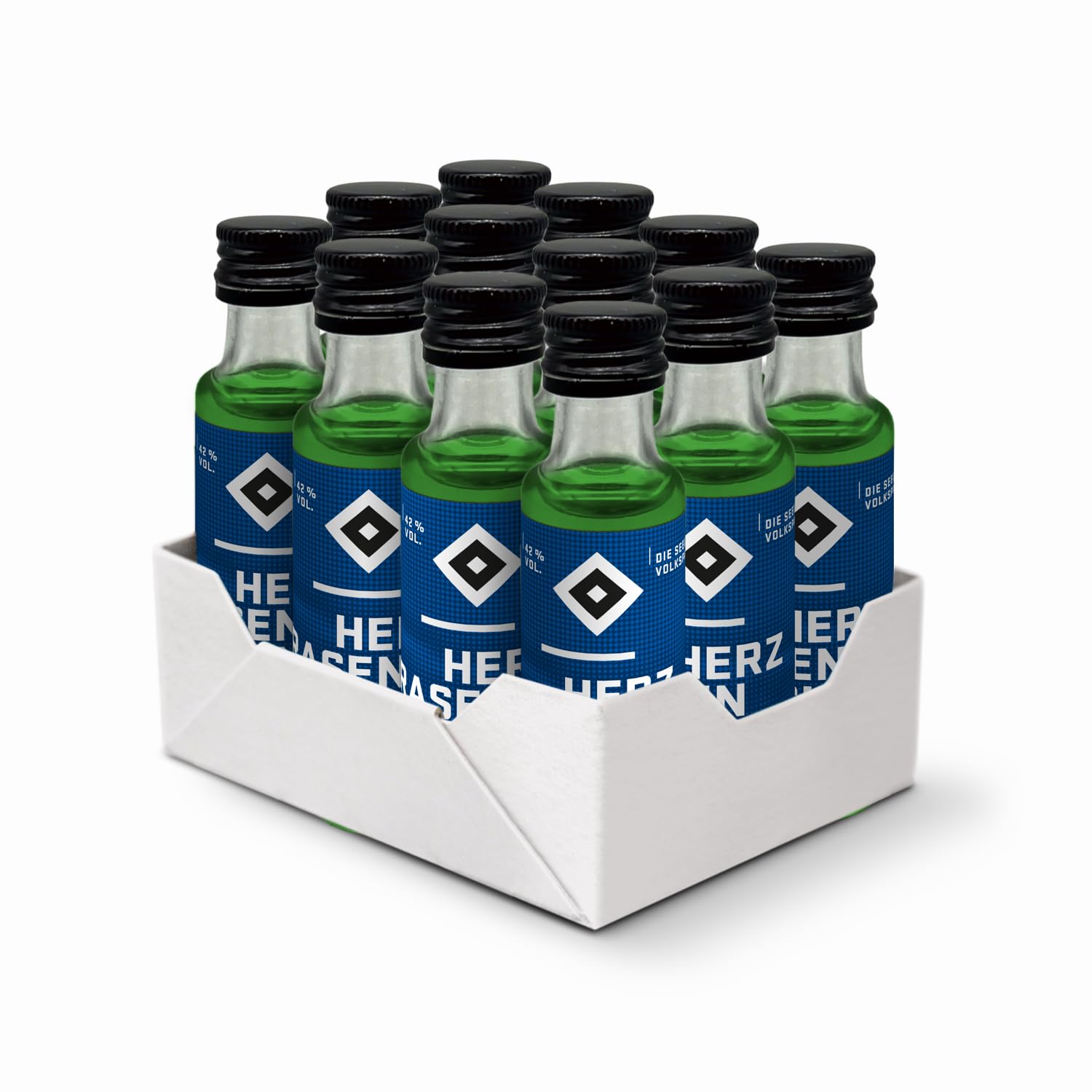 HERZRASEN Gin HSV Edition - Geschenk für echte Hamburger SV Fans, Würzig-Zitronig, mit Rasen des Volksparks Stadion 42% Vol. 0.5 l