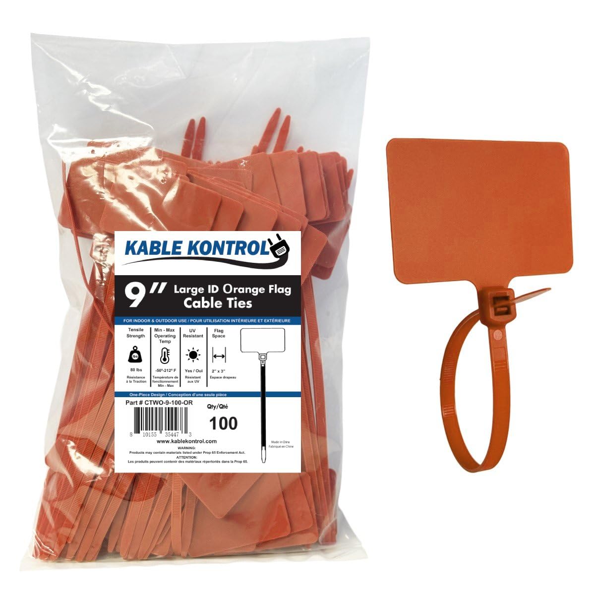 Amazon.com: Kable Kontrol Cable Marker Zip Ties, 9 Inch 100 Pcs