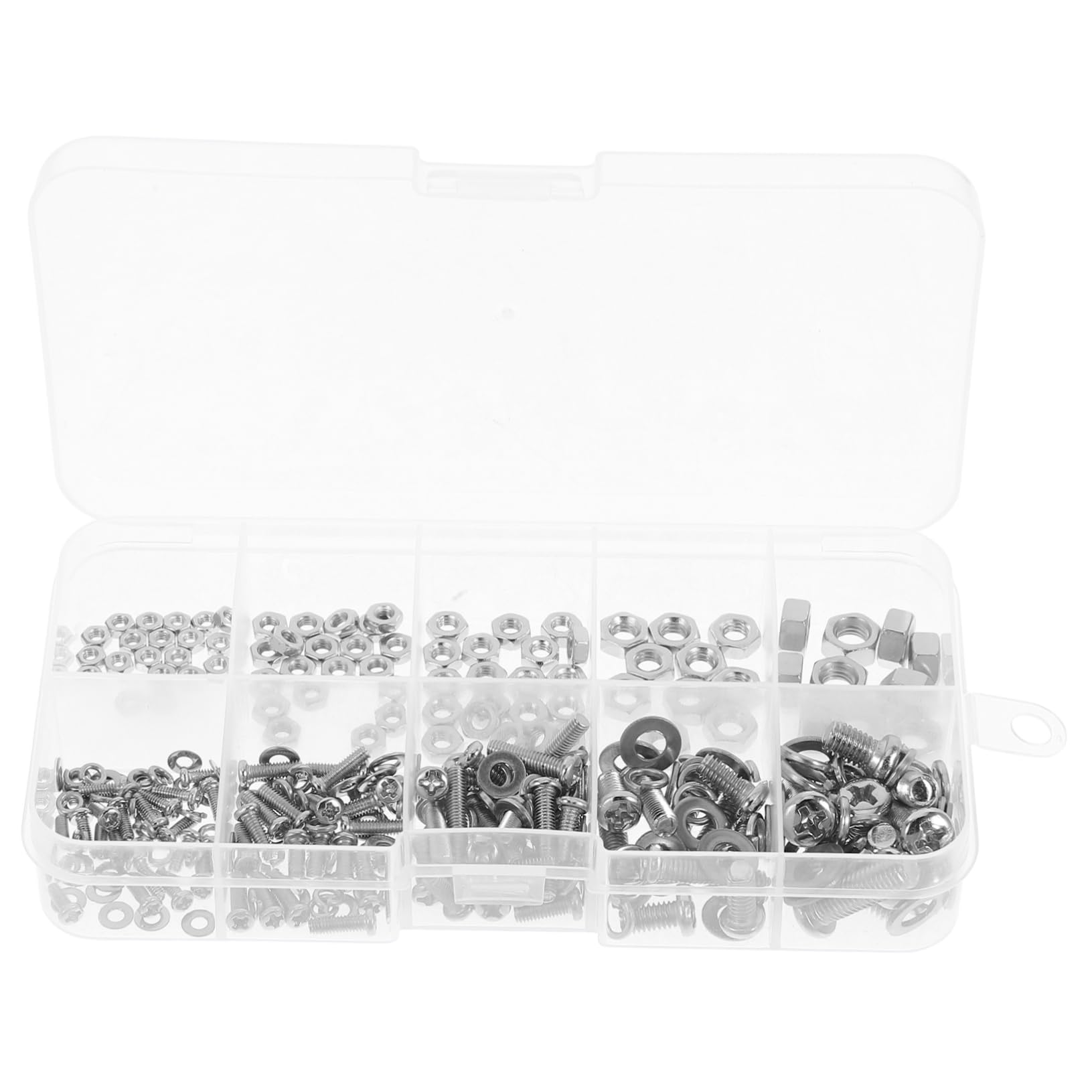 STOBAZA 320pc Set Cross Round Head Bolts Nuts Washers Alloy Fasteners for Construction Auto Repair