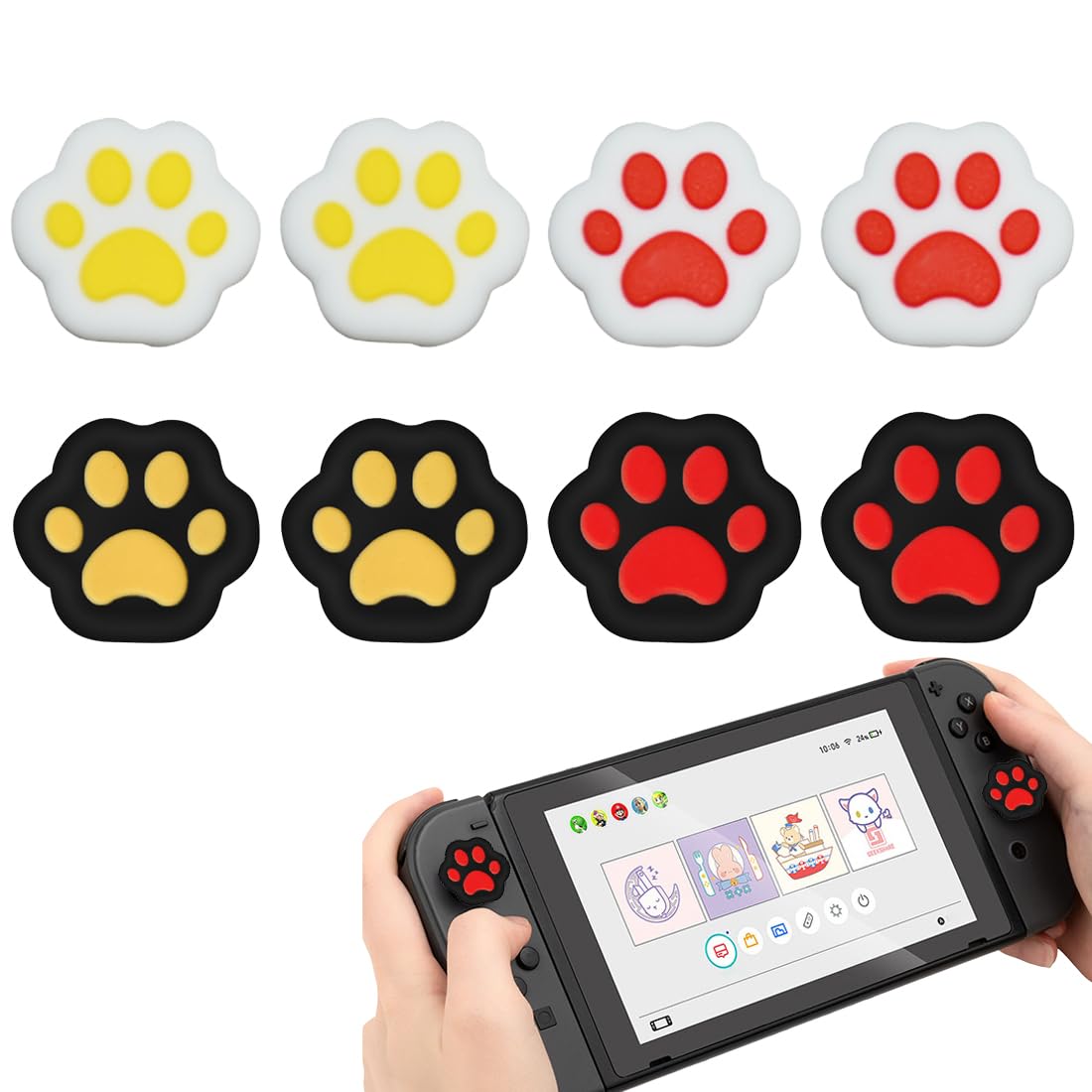 8 Pièce Morceaux Capuchon de Joystick, Griffe de Chat Contrôleur Analogique en Silicone, Griffe de Chat Capuchon de Joystick, Housse de Joystick en Silicone Souple, Pour Manette de Jeu Ps4 Xbox Switch