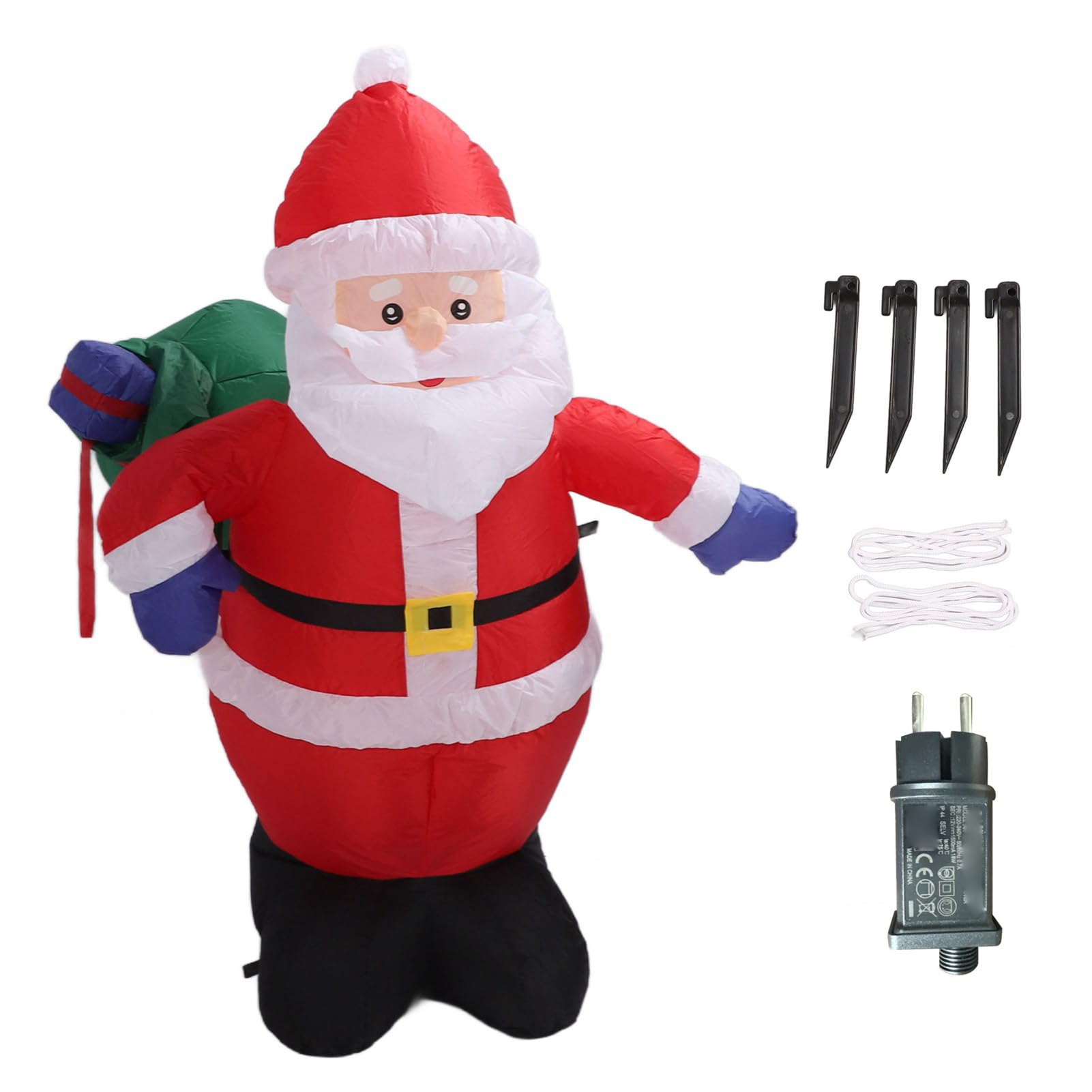 Haofy Babbo Natale Gonfiabile da 1,2 M con Sacchetto, Decorazioni Natalizie Gonfiabili con LED, Decorazioni da Giardino per Prato da Giardino Interno Ed Esterno (Spina Europea