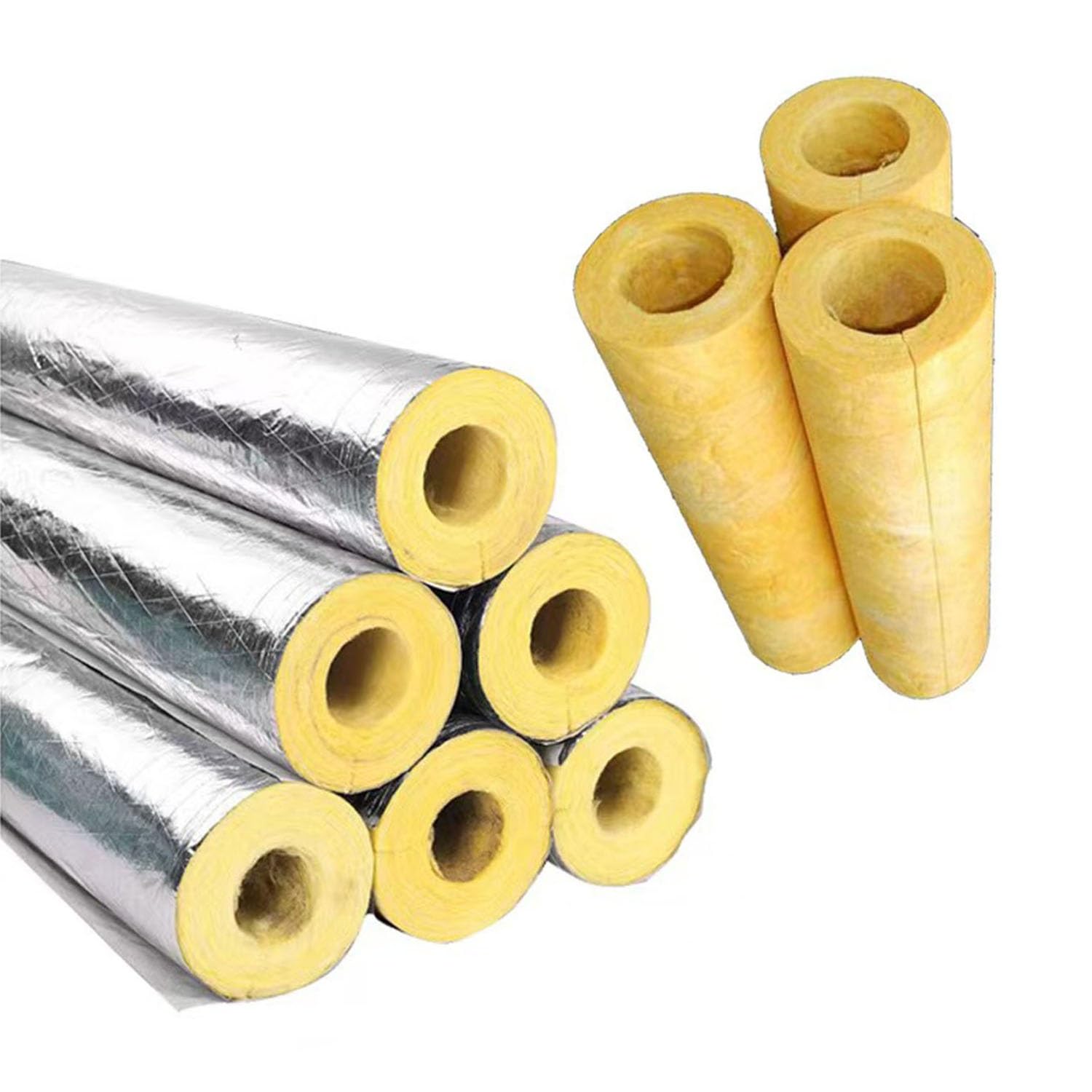 Aislamiento de Tuberías 165 159 114 108 76 27 34 89 76 60 mm, Interior Y Exterior Coquilla Aislante, Papel de Aluminio Coquilla Aislante para Tubos de Agua y Calefacción(159mm ID x 50mm)