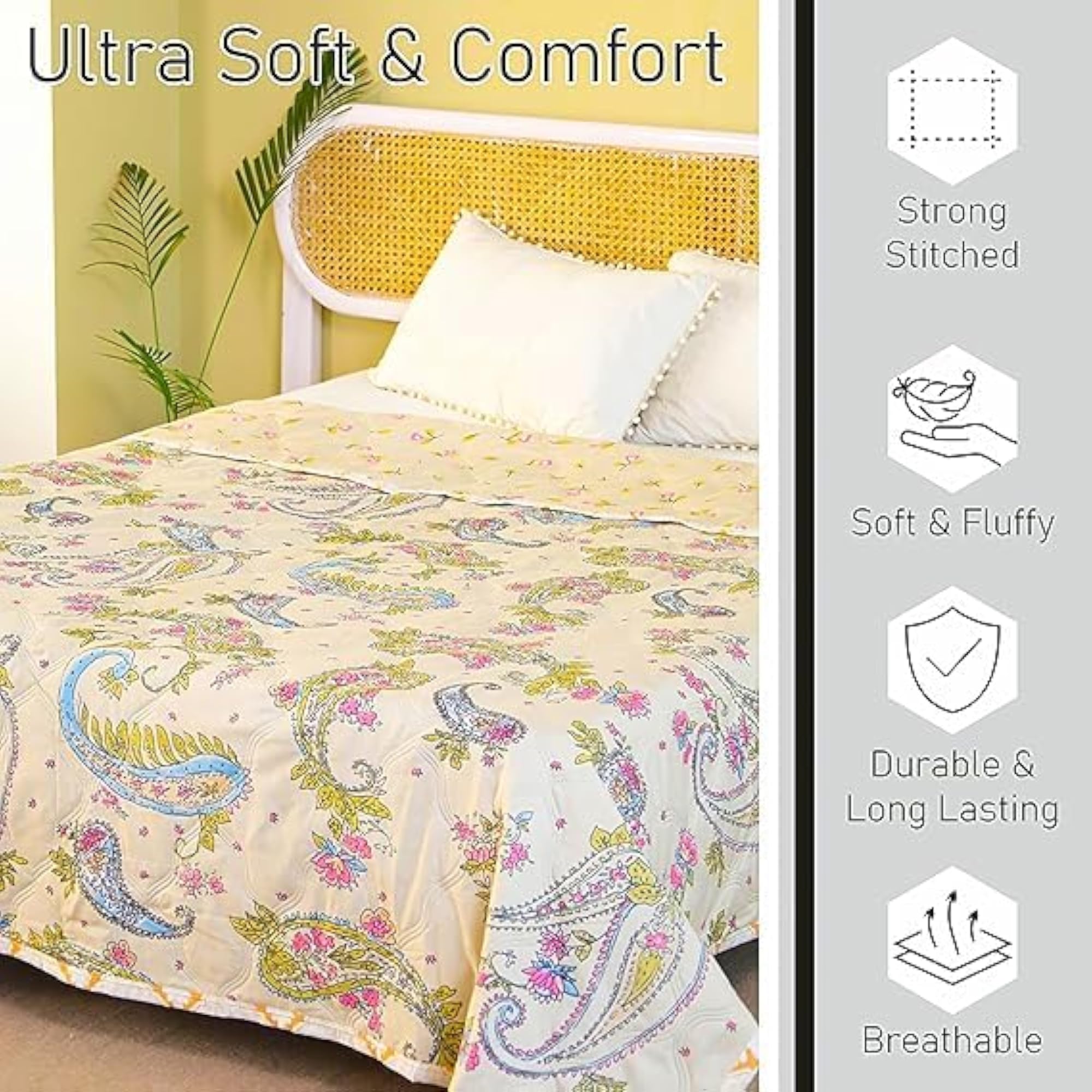 Premium Ultrasonic Comforter for Single/Double Bed, Reversible