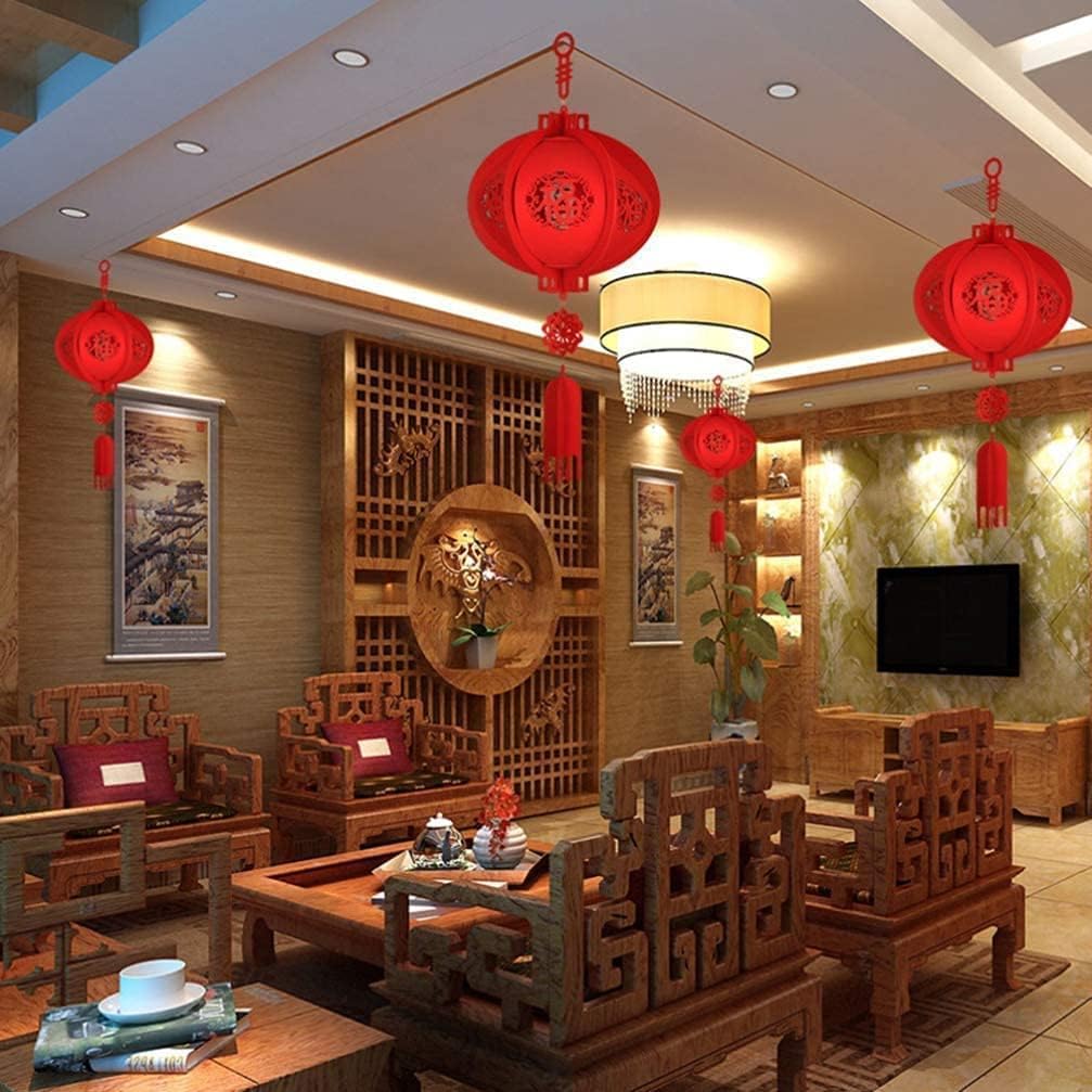 LIOONS 2pcs Chinese Lanterns, Chinese New Year Hanging Cloth Lanterns, Chinese New Year Decoration Paper Lantern Lamp