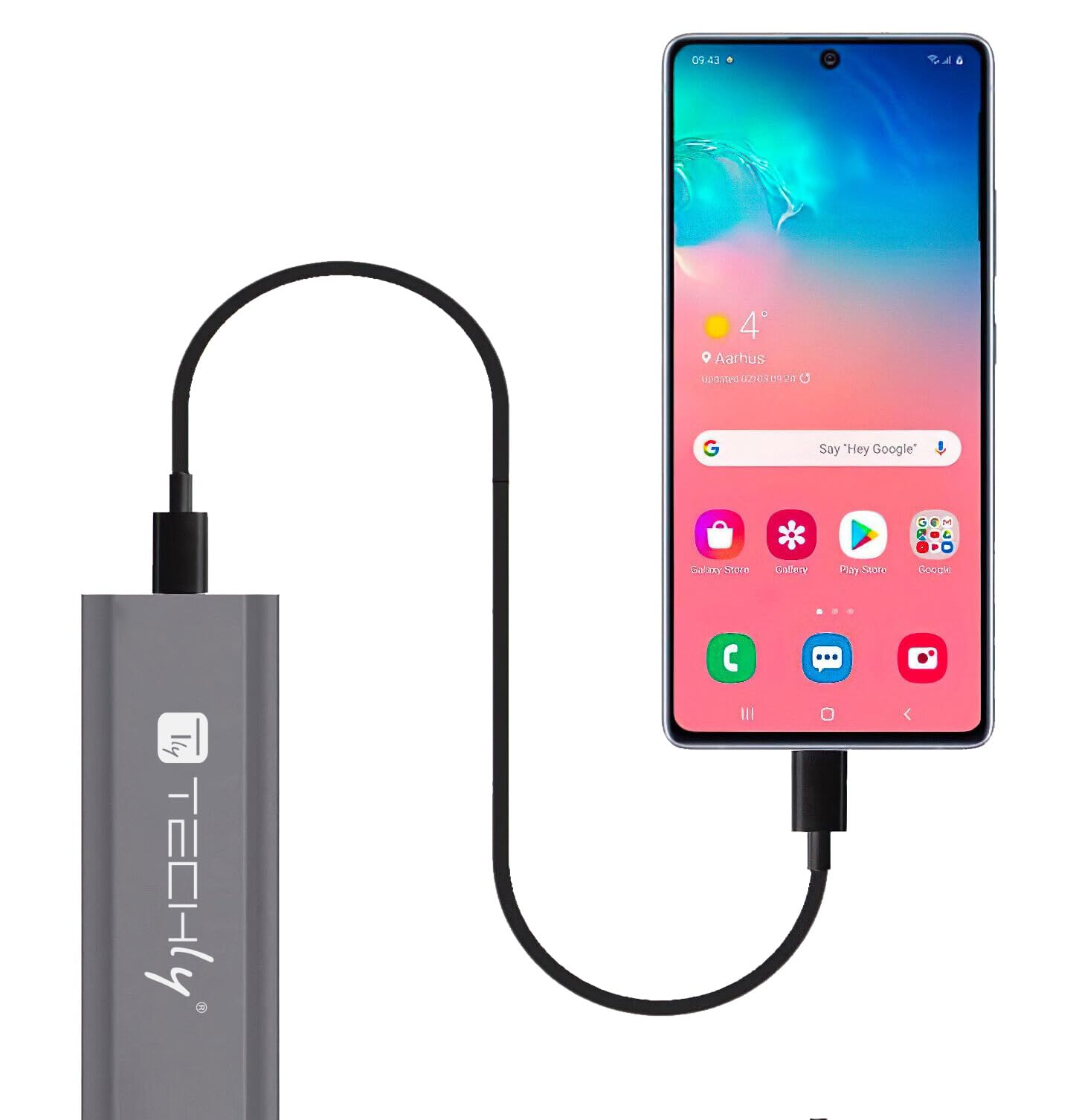 Techly 369113 Box Esterno USB-C™ USB3.2 Gen2 NVMe/SATA M.2 SSD Grigio