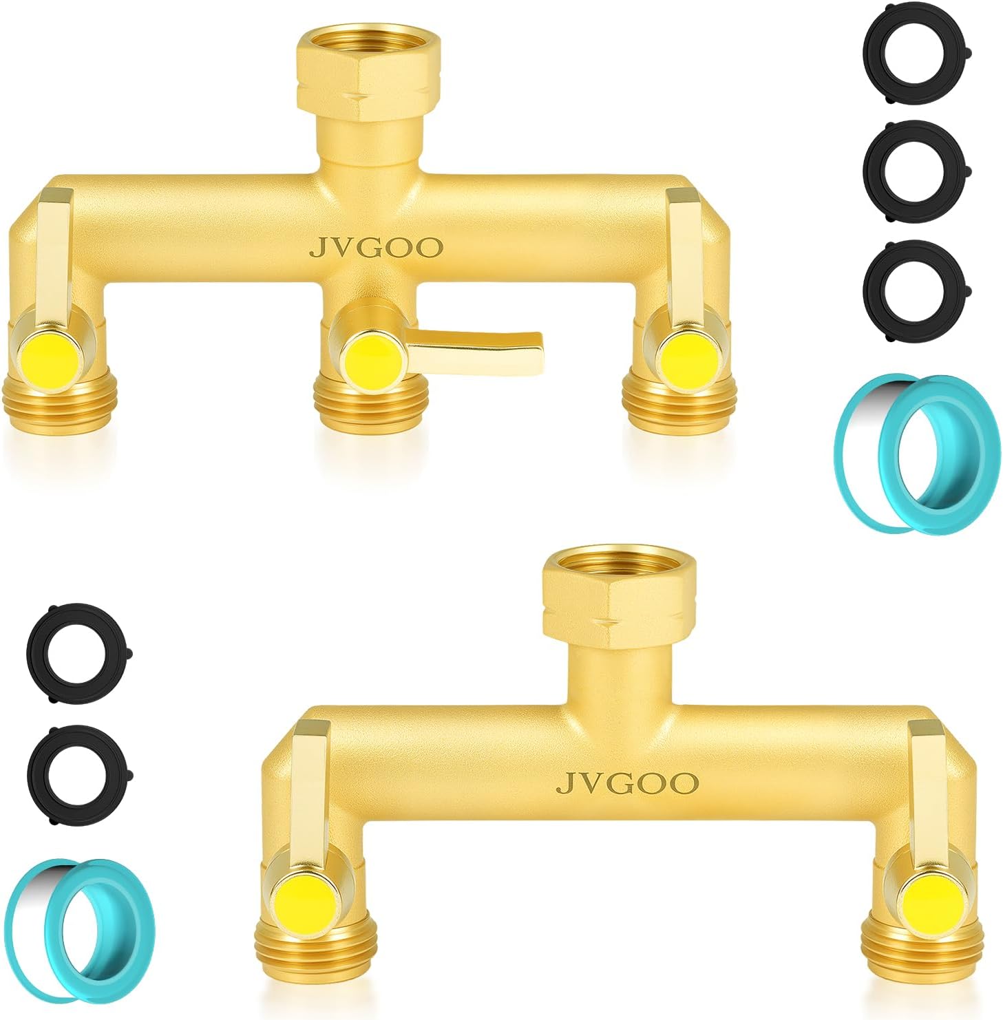 Garden Hose Splitter, Brass 3 Way Hose Splitter, Hose Splitter 2 Way Heavy Duty, 3/4" Water Hose Splitter 3 Way Heavy Duty With Metal Shutoff Valve and Extension Handle, Outdoor Faucet Splitter