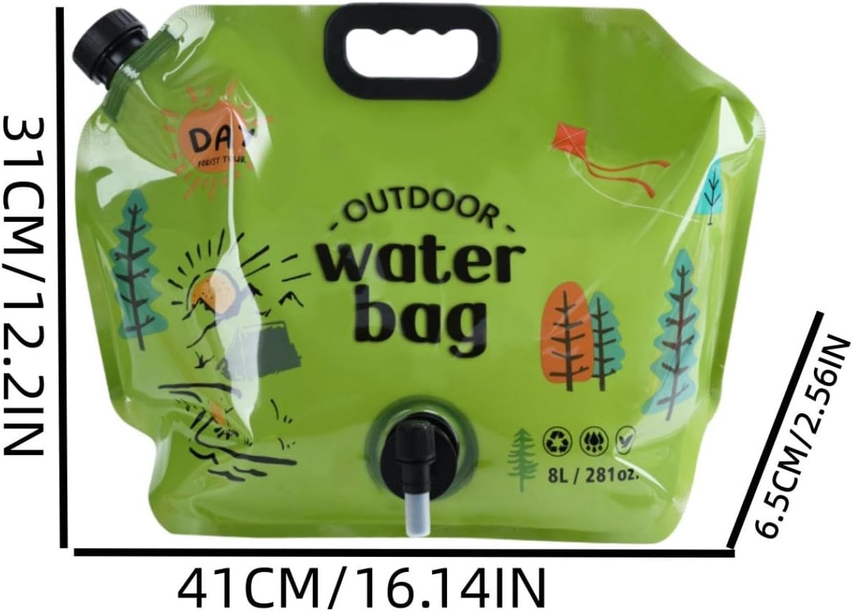 Camping Water Container, Collapsible Water Jug with Spigot, 8l Large Capacity Camping Water Container, Leakproof Foldable Bag for Outdoor Use, Ideal for Camping, Hiking, Emergency Prep (Army Green)