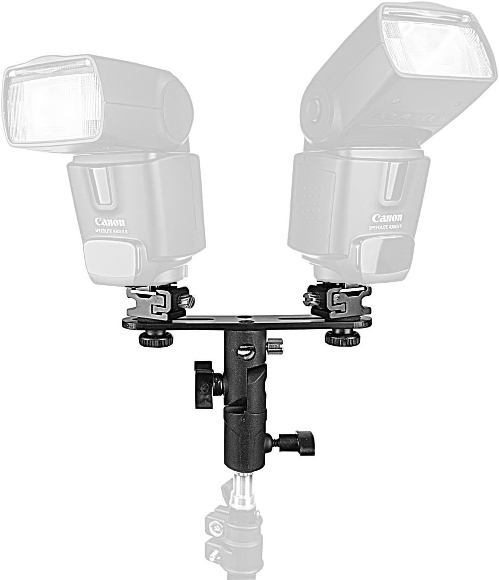 PhotoTrust Double Metal Flash Bracket Swivel Bracket Umbrella Holder Studio Tilting