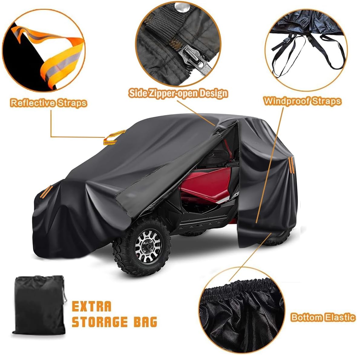 UTV Cover 4-6 Seater, Outdoor Waterproof Windproof Cover with Zipper Fit for Polaris Ranger Crew,General 4,RZR XP 4,CFMOTO Uforce 1000 XL U10,Talon Pioneer 1000-6,Kawasaki Teryx 4,Zforce 950 4