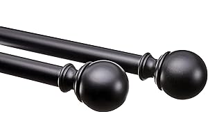 Amazon Basics Black Curtain Rod 2 Pack, Expandable 36-72 Inches