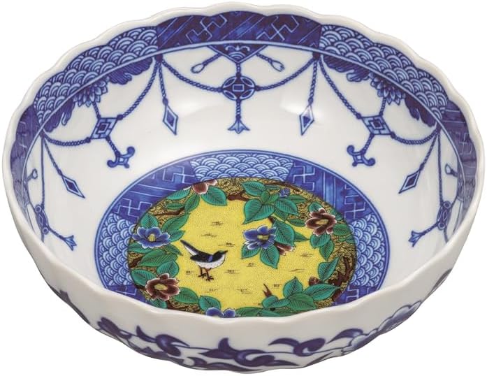 ナカマル『九谷焼』6.5号鉢･吉田屋椿に鳥 K9-259