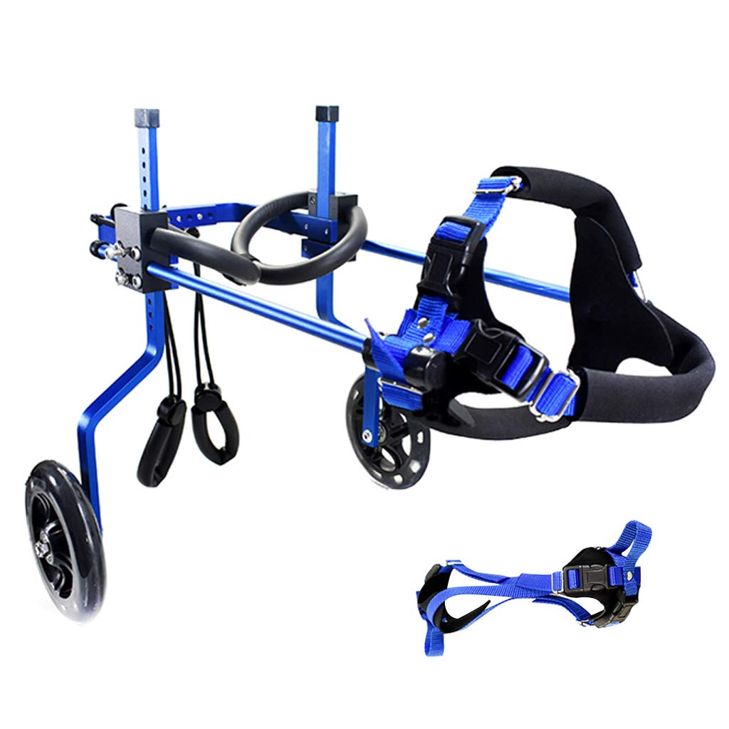 Aluminiumlegierung Doppelrad Haustier Rollstuhl Behinderte Haustier Roller Hund Hilfsmittel Hinterbein Rehabilitation Hilfsauto für Erwachsene Katzen Kleine Hunde Hündchen Welpe