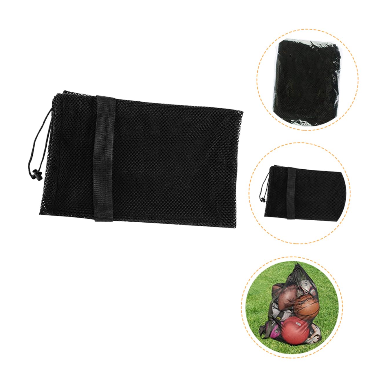 ifundom Borsa sportiva Borsa da ginnastica pallacanestro Borsa da basket palestra Maglia netto Borsa da rete per palline sportive borsa a sfera borsa da calcio con coulisse poliestere Nero