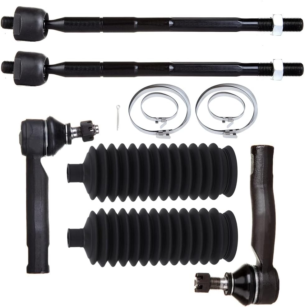 LSAILON 6pcs Front End Suspension Kit (2) Front Inner Tie Rod End (2) Front Outer Tie Rod End (2) Steering Tie Rod Boots Fit For Toyota For RAV4