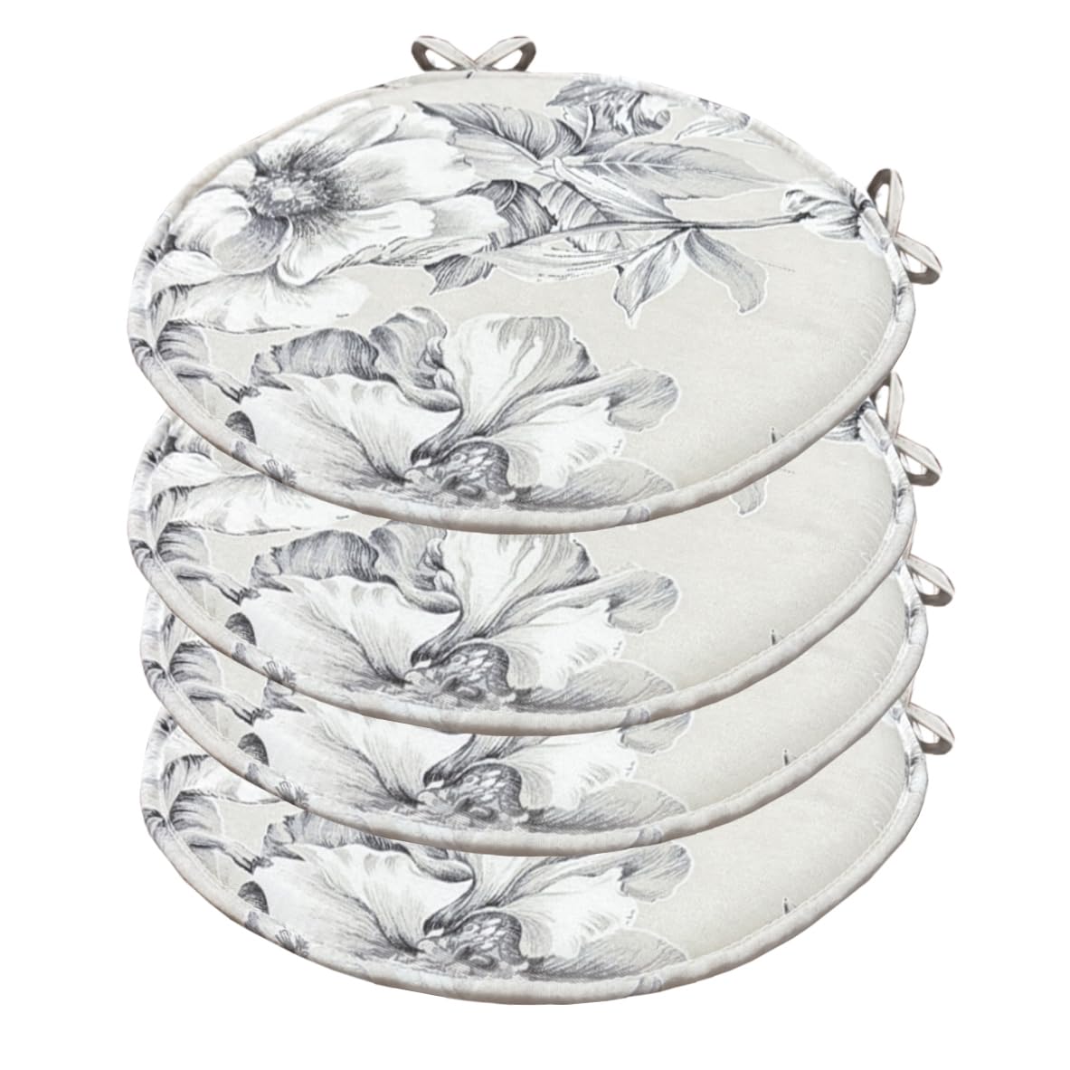 emmevi Set 4 Cuscini Sedia Rotondi Shabby Chic Cotone Lavabili Morbidi Coprisedie Tondi Stile Vintage