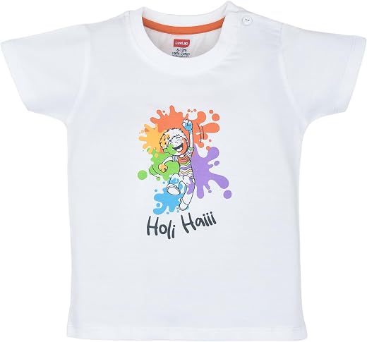 LuvLap Baby Boys Holi Half Sleeves Boys T-Shirts 100% Cotton Pack of 1