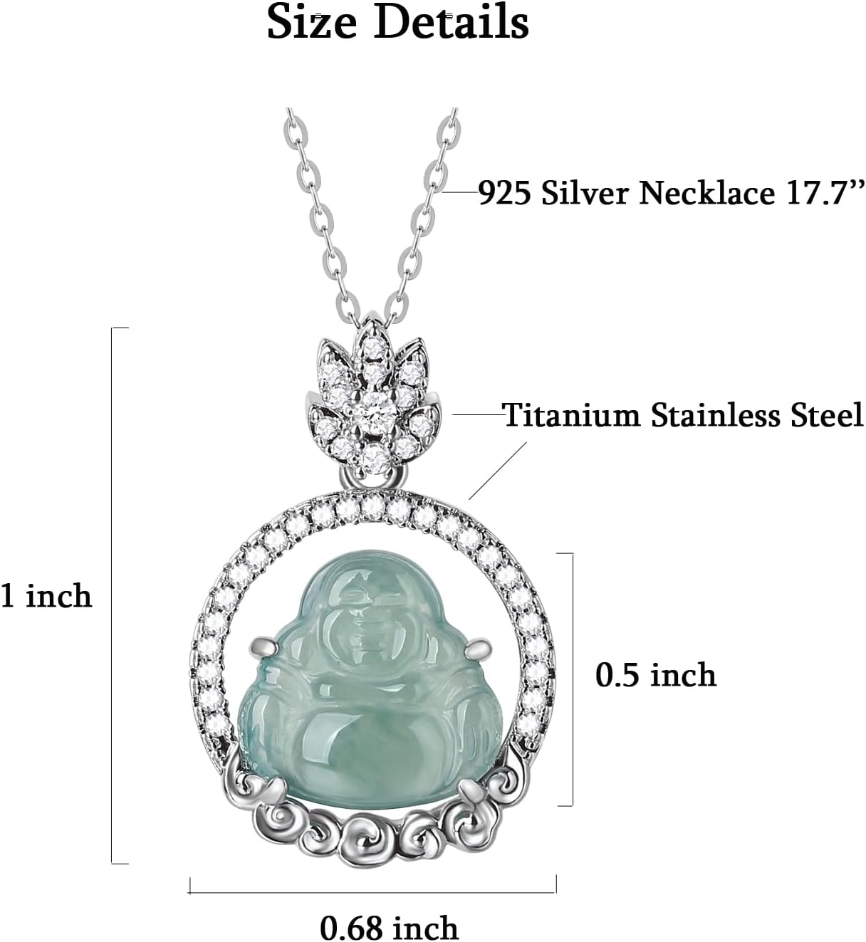 Real Green Jade Happy Buddha Pendant Necklace for Woman Small Tiny Jadeite Amulet Protection Jewelry Gift for Her Mom Wife - Image 3