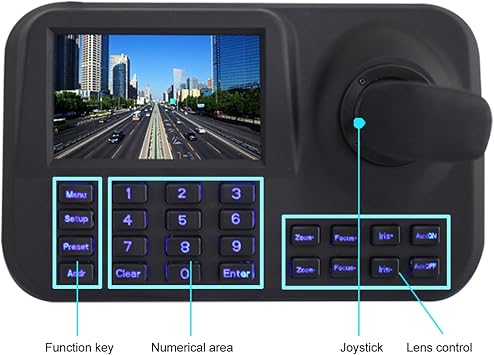PTZ Camera Controller, 5 Inch HD Display, 3D Joystick, Network Camera Control Keyboard, Compatible with Most IP Cameras, Simple Operation, Versatile Application (US Plug AC100 to