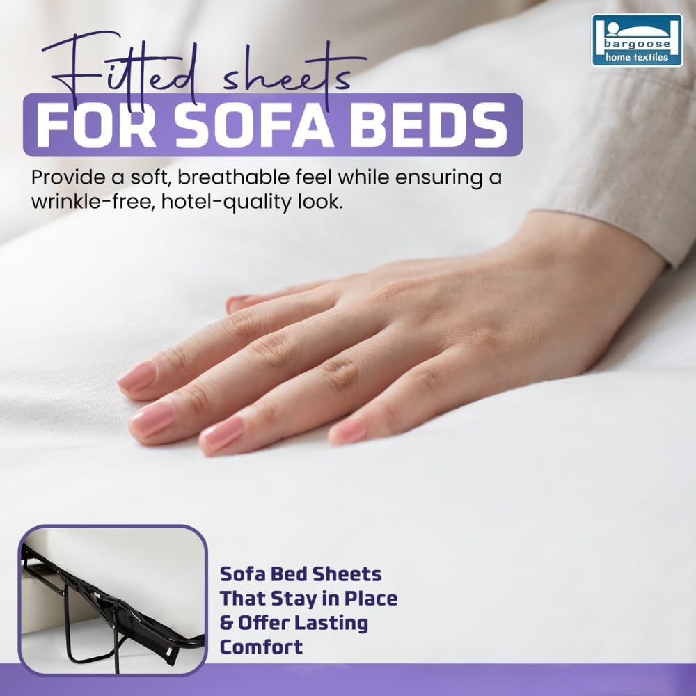 Sleeper Sofa Sheet, Trifold Mattress, Full Size Sofa Bed Sheet 53" x 72" x 6", Fits 6" Futon Bed, Percale Cotton/Poly Blend, for 6 inch Mattress