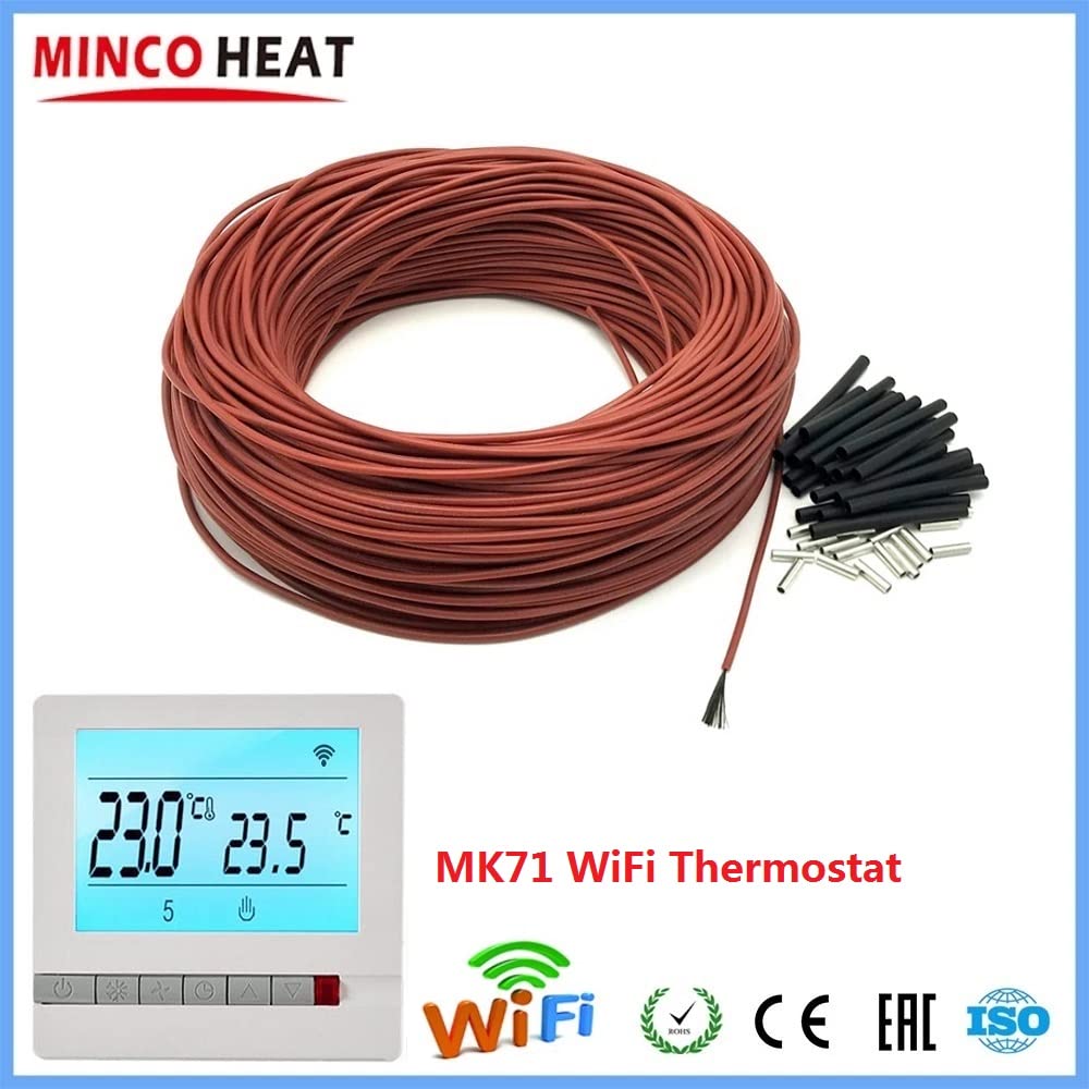 kabel elektryczny 12K 33ohm/m Kabel grzewczy na podczerwień z włókna węglowego Ocieplenie podłogi (Color : With MK71 WiFi)