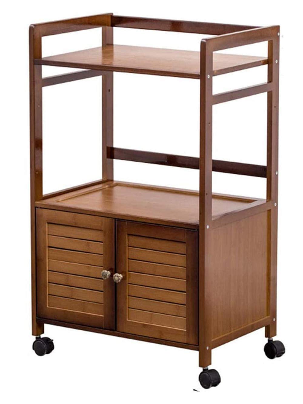 Carrito de almacenamiento de madera de bambú con acabados premium y cajones